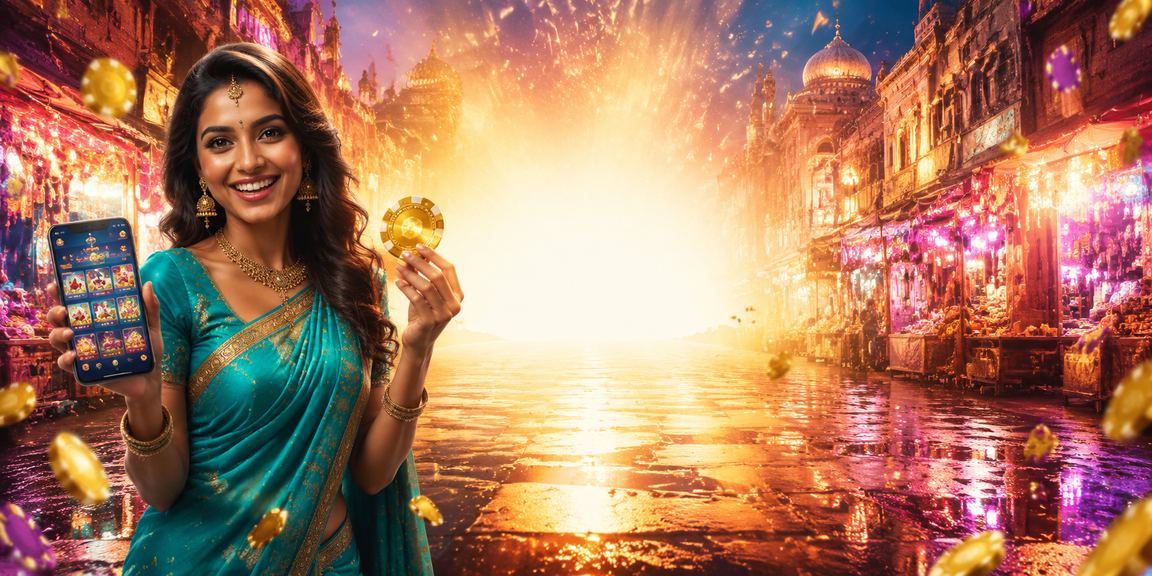 Mobile casino gaming experience with Indian woman in traditional saree